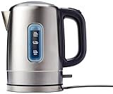 Amazon Basics Electric Stainless Steel Kettle for Tea and Coffee, BPA-Free, Fast Boiling, Auto Shut-Off, 1.1 Quarts, 1500W, Black and Silver