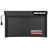 ENGPOW Fireproof Organizer Travel Bag,Heat Insulated＆Explosion-Proof Electronic Carry Case,Portable Home Travel Safe Storage for Power Bank,Phone,Cables,USB Drive＆Charging Protection, 10.6''x6.7''