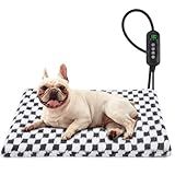 MIXJOY Heated Dog Bed, 11 Adjustable Temperature Dog Heating Pad Indoor with Timer, Pet Heated Mat for Dogs Cats, Electric Cat Heating Pad with Washable Cover, Heated Pet bed-28''x20'', Medium