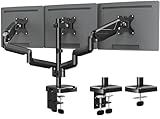MOUNTUP Triple Monitor Mount, Three Monitor Desk Mount for Max 27 inch Computer Screens, Triple Monitors Stand with Gas Spring, Monitors Arm with Swivel, Tilt, Rotation, Each Arm Holds Up to 19.8 lbs
