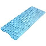 AmazerBath Shower Mat Non Slip 40 x 16 Inches, Bathtub Mat Shower Stall Mats with Suction Cups and Drain Holes, Non Slip Bath Mat for Tub for Elderly & Kids, Clear Blue
