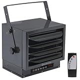 Comfort Zone Hard-Wired Ceiling Mount Garage Space Heater with Remote, 7,500 Watt, 240 Volt, Fan-Forced, Overheat Protection, Digital Thermostat, 12-Hour Timer, Ideal for Garage & Workshop, CZ230ERBK