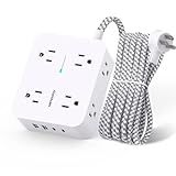 Surge Protector Power Strip - HANYCONY 8 Outlets 4 USB (2 USB C) Charging Ports, Multi Plug Outlet Extender, 5Ft Braided Extension Cord, Flat Plug Wall Mount Desk Charging Station for Home Office ETL