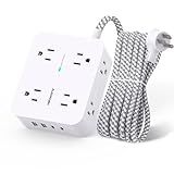 Surge Protector Power Strip - HANYCONY 8 Outlets 4 USB (2 USB C) Charging Ports, Multi Plug Outlet Extender, 5Ft Braided Extension Cord, Flat Plug Wall Mount Desk Charging Station for Home Office ETL