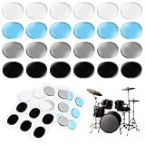 JJUNW 30 Pcs Drum Dampeners, Gels Silicone Gel Pads Soft Drum Dampeners Dampening Mute Pads for Cymbals Tone Control (Transparent, Brown, Blue and Black)
