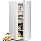 Antarctic Star 6.0 Cu.ft Upright Freezer, Small Stand Up Freezer with Adjustable Thermostat, Removable Glass Shelves, for Bedroom/Home/Dorms,White