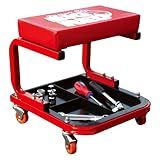 Torin TR6300 Red Rolling Creeper Garage/Shop Seat: Padded Mechanic Stool with Tool Tray Large