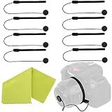 Camera Lens Cap Keeper Lens Cap Holder Prevent Lens Cap Lost for DSLR SLR Camera Canon/Nikon/Sony/Panasonic/Fujifilm Camera with Microfiber Cleaning Cloth (8 Pack)