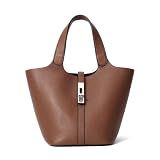 Kadynow Tote Bag for Women Vegan Leather Bucket Purse for Women Top Handle Handbag Shoulder Bag with Detachable Small Purse Brown