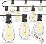 luckystyle 120FT LED Outdoor String Lights with 30+2 Edison Shatterproof Waterproof Bulbs, 2700K Commercial Grade Patio Lights, Heavy Duty Outside Hanging Outdoor Lights for Garden Porch Deck Decor