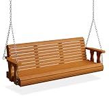 VINGLI 2026 Upgraded 5 FT Wooden Porch Swing, 880 LBS Heavy Duty, Brown