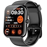 Smart Watch with Alexa Built-in, 1.83" HD Fitness Tracker with Bluetooth Calls/Messages, 120+ Sports Modes, IP68 Waterproof, 24/7 Heart Rate/Sleep Fitness Watch iOS Android Compatible (Black)