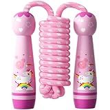 Jump Rope for Kids-Adjustable Cotton Braided Skipping Rope with Wooden Handle for Toddler Fitness Workout Exercise Outdoor Activity