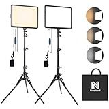 2-Pack Photography Lighting Kit, NiceVeedi 25W LED Video Light Kit, 2900-7000K Dimmable Studio Light with Tripod Stand, 73" Stream Light for Video Recording