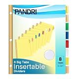PANDRI 120 Pack Binder Dividers with 8 Tabs & Reinforced Holes, Letter Size