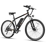 Jasion EB5 Electric Bike for Adults with Peak 1000W Brushless Motor, 40Miles 20MPH Commuting Electric Mountain Bike with 360Wh Removable Battery, 7-Speed, 26" Tires and Front Fork Suspension