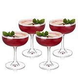 True Coupe Glass, Martini Glasses for Cocktail Party, Perfect for Espresso Martini, Manhattan, Champagne, Elegant 7 oz Glassware for Home Bars, Wedding Gifts, Margarita Glasses Set of 4