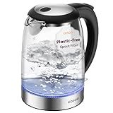 Cosori Electric Kettle, No Plastic Filter & Spout, 1.8Qt Tea Kettle & Hot Water Boiler For Coffee & Tea, Water Heater & Teapot, Automatic Shut Off, Borosilicate glass, Black, 1500W