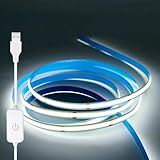 ZSLAIFU A 5V USB LED Light Strip, COB LED Strip Lights, White 5V LED Lights, Small LED Strip Light, TV Lights for TV Under Cabinet Kitchen Living Room Shelving or Displays (White, 3.28ft)