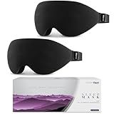 SmartRest Sleep Mask [2 Pack] - Eye Mask for Sleeping - Ultra Lightweight for Side Sleepers, Contoured, 100% Blackout Sleeping Masks for Women and Men, Blindfold and Eye Covers - S1 Black