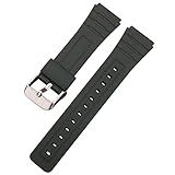 Hijiawee Replacement Band for Casio F-84/F-91W/F-94/F-105/A158/A168, Soft PU Watch Strap for Casio A158 Series (Black)
