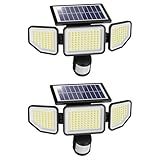 Onforu 4500LM Solar Lights Outdoor, 3 Heads Security Lights with Remote Control, IP65 Waterproof Motion Sensor Lights, 3 Modes Flood Lights for Wall, Porch, Yard, Outside, 2 Pack