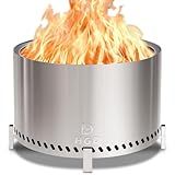 HGD 28 Inch Smokeless Firepit, Large Stainless Steel Fire Pit, Wood Burning Firepit for Patio Garden Picnic