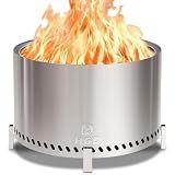 HGD 28 Inch Smokeless Firepit, Large Stainless Steel Fire Pit, Wood Burning Firepit for Patio Garden Picnic