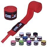 DEFY Professional 180 Inch Hand Wraps for Boxing Muay Thai MMA Elastic Bandages for Men & Women -Pair (Red)