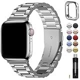 Fullmosa Metal Band Compatible with Apple Watch Bands 45mm 44mm 42mm 46mm 49mm 41mm 40mm 38mm, iWatch Band with Case for Apple Watch Series 11 10 9 8 7 6 5 4 3 2 1 SE3/2/1 Ultra3/2/1 , 42mm 44mm 45mm, Silver