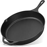 Zulay Kitchen Pre-Seasoned Cast Iron Skillet – 12.5 Inch Heavy Duty Frying Pan for Indoor & Outdoor Cooking – Oven, Stovetop, Induction, Grill & Campfire Safe