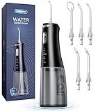 Onlyone Water Dental Flosser, 300ML Portable Oral Irrigator for Teeth, 4 Modes and 5 Jet Tips,Rechargeable Irrigation Cleaner,Electric Flossing Machine Power Flossers & Irrigator Accessories Black