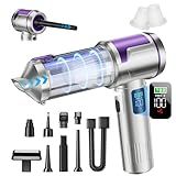 AOHPEGN Handheld Car Vacuum Portable Cordless, 22000Pa High-Power Suction Hand held Vacuum Cleaner & Air Duster for Car Cleaning, Home, Office, Pet Hair | Multi-Nozzle, Washable Filter, LED Light