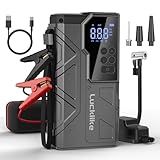 【New】 Lucklike Jump Starter with Air Compressor, 4000A Portable Car Battery Jumper Starter Pack for 10L Gas and 8L Diesel, Tire Inflator with Presssure Detection, 12V Jump Box with 3 Modes Flashlight