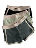 SOLY HUX Men's Boxer Briefs 3 Packs Trunks Mid Rise Underwear Stretchy Knitted Panties Green Black Multi Medium