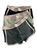SOLY HUX Men's Boxer Briefs 3 Packs Trunks Mid Rise Underwear Stretchy Knitted Panties Green Black Multi Medium