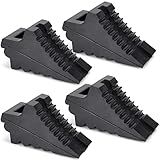 Wheel Chocks for Cars, RVs, Trucks, Trailers, and Vehicles G.V.W. up to 8T, 4 Pack - Anti Slip Bottom Tire Chock for All Weather Use - RV, Travel Trailer, Pop Up Camper Accessory
