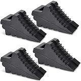 Wheel Chocks for Cars, RVs, Trucks, Trailers, and Vehicles G.V.W. up to 8T, 4 Pack - Anti Slip Bottom Tire Chock for All Weather Use - RV, Travel Trailer, Pop Up Camper Accessory