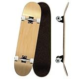 Yocaher Professional Complete 7.75" Skateboard w/7Ply Maple Deck, BlackWidow Premium Grip Tape, Aluminum Alloy Truck, ABEC-9 Bearing (Complete - 7.75 - Natural)