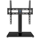 PERLESMITH Universal Swivel TV Stand Legs for 24-60 inch LCD LED TVs, Height Adjustable Television Mount Stand with Tempered Glass Base, Universal VESA Mount 400×400mm, Holds up to 88lbs, PSTVS09