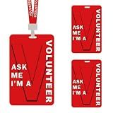 50 Pcs Volunteer Lanyard with PVC Plastic Card Pass Volunteer Badges