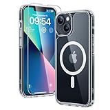 TAURI 3 in 1 Magnetic for iPhone 13 Case, [Compatible with MagSafe] [with 2X Screen Protectors] Not-Yellowing, Military-Grade Protection Slim Phone Case for 13 Cover, Clear, 6.1"