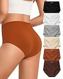 Womens Underwear Seamless Full Coverage Breathable Briefs No Show Silky Stretch High Waisted Ladies Panties 6 Pack (US, Alpha, Large, Regular, Regular, 6 Color Packs)