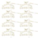 DEEKA Bridesmaid Proposal Gifts 8 Pack Pearl Bridesmaid Hair Claw Clips with Ribbon 3 Inch Hair Clips Bachelorette Party Favors Bridal Party Present Hair Accessories (Half Circle)
