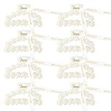 DEEKA Bridesmaid Proposal Gifts 8 Pack Pearl Bridesmaid Hair Claw Clips with Ribbon 3 Inch Hair Clips Bachelorette Party Favors Bridal Party Present Hair Accessories (Half Circle)