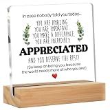 Inspirational Gift Ideas - Thank You Gifts for Women Men Friends - Appreciation Gifts for Coworker - Motivational Quote Clear Desk Sign Decor Home Office Desk Decor (4 x 4 Inches)
