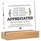 Inspirational Gift Ideas - Thank You Gifts for Women Men Friends - Appreciation Gifts for Coworker - Motivational Quote Clear Desk Sign Decor Home Office Desk Decor (4 x 4 Inches)
