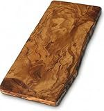 Live Edge Olive Wood Cutting Board 16"L X 7"W X 0.75"TH Rustic Large Wooden Charcuterie Board - Handmade Bread & Cheese Board - Long Wood Charcuterie Boards - Natural Wood Cutting Board For Kitchen