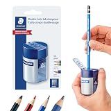 STAEDTLER Double-Hole Tub Pencil Sharpener: Dual Size Manual Sharpener for Standard Graphite & Colored Pencils - Compact Design - Ideal for Classroom, Home, Office, & Art Studio