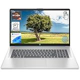 HP 17.3" Touchscreen Laptop for Work and Home, AMD Ryzen 5 7430U, 16GB RAM, 512GB SSD, Webcam, HDMI, Backlit Keyboard, Fingerprint Reader, Wi-Fi 6, Windows 11 Home, Blue